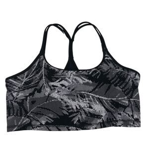 DKNY Black Pixel Palm Print Workout Bra Crop Top